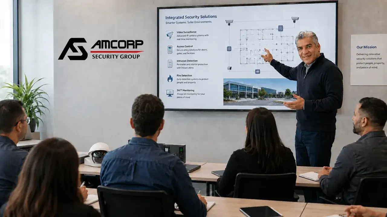 Capacitación de Amcorp Security Group presentando soluciones integrales de seguridad